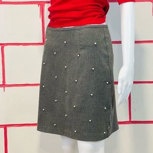 Grey Mini Skirt with Pearls